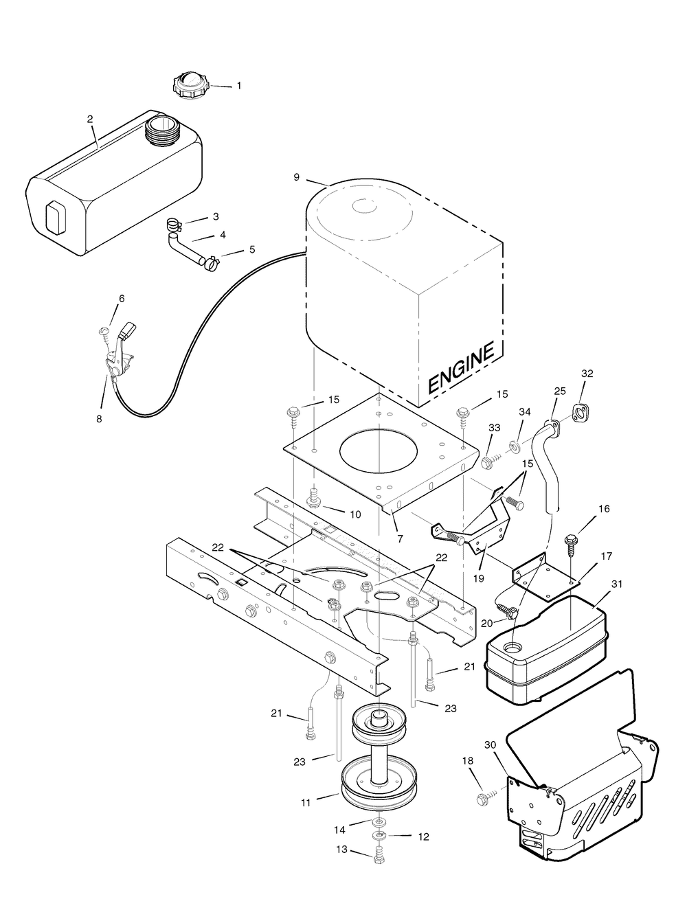 Engine Mount Diagram and Parts List for 385002X190A-552544 2006 Briggs and Stratton Lawn Tractor